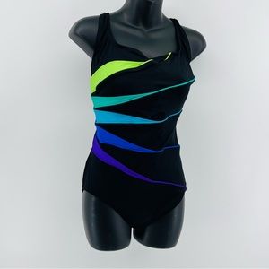 St. John's Bay Black and Green One Piece Swimsuit